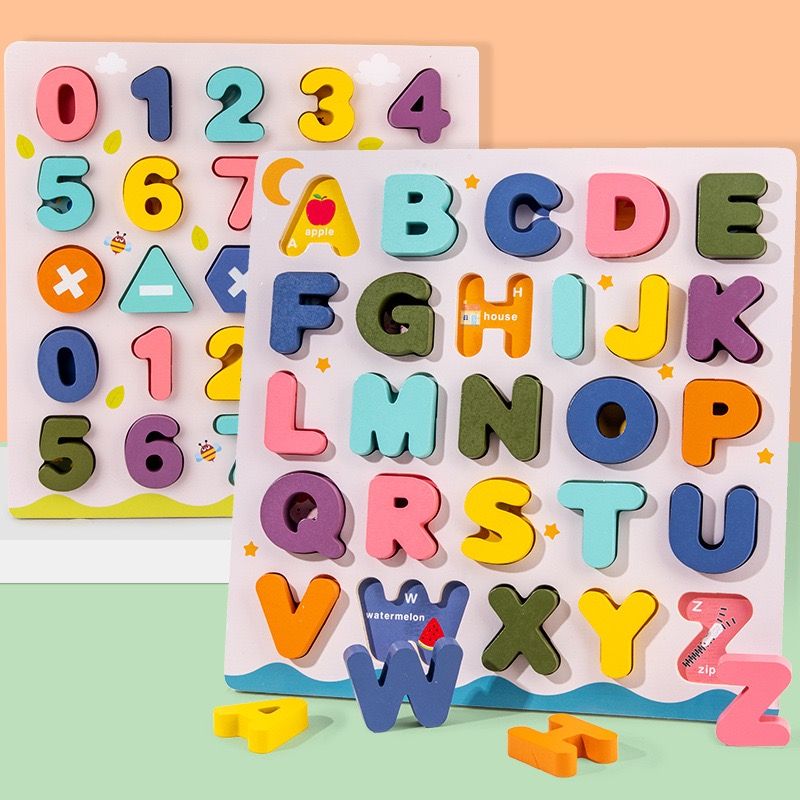 Wooden Puzzles For Toddlers, 3 Pack Wooden Abc Alphabet Number Shape Puzzles  Toddler Learning Puzzle Toys For Kids 3-6 Years Old Boys & Girls, Prescho