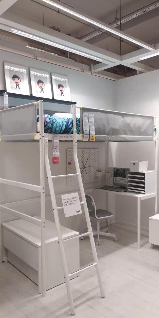 宜家家私 VITVAL 高架床框, 白色/淺灰色 (IKEA VITVAL Loft bed frame, white/light grey), 傢俬＆家居, 傢俬, 床架及床褥