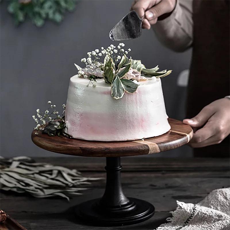 Acacia wood 2025 cake stand