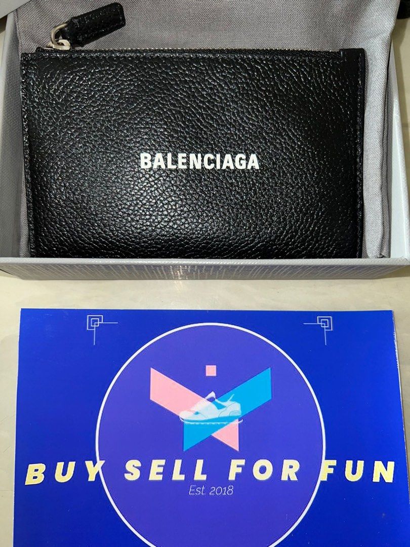 BALENCIAGA ZIP COIN BLACK CARD HOLDER, Women's Fashion, Bags & Wallets
