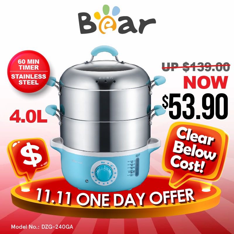Bear Food Steamer 4L 2 Tier Stainless Steel Food Steamer, Furniture