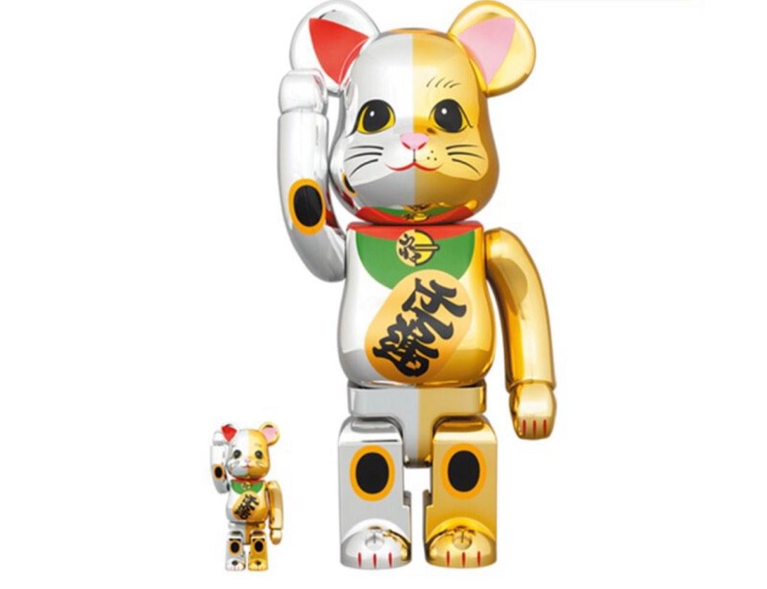 BE@RBRICK 招き猫 黒×黄 400% 100% - フィギュア