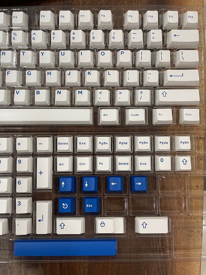 Blue on White double shot ABS keycaps, Computers & Tech, Parts