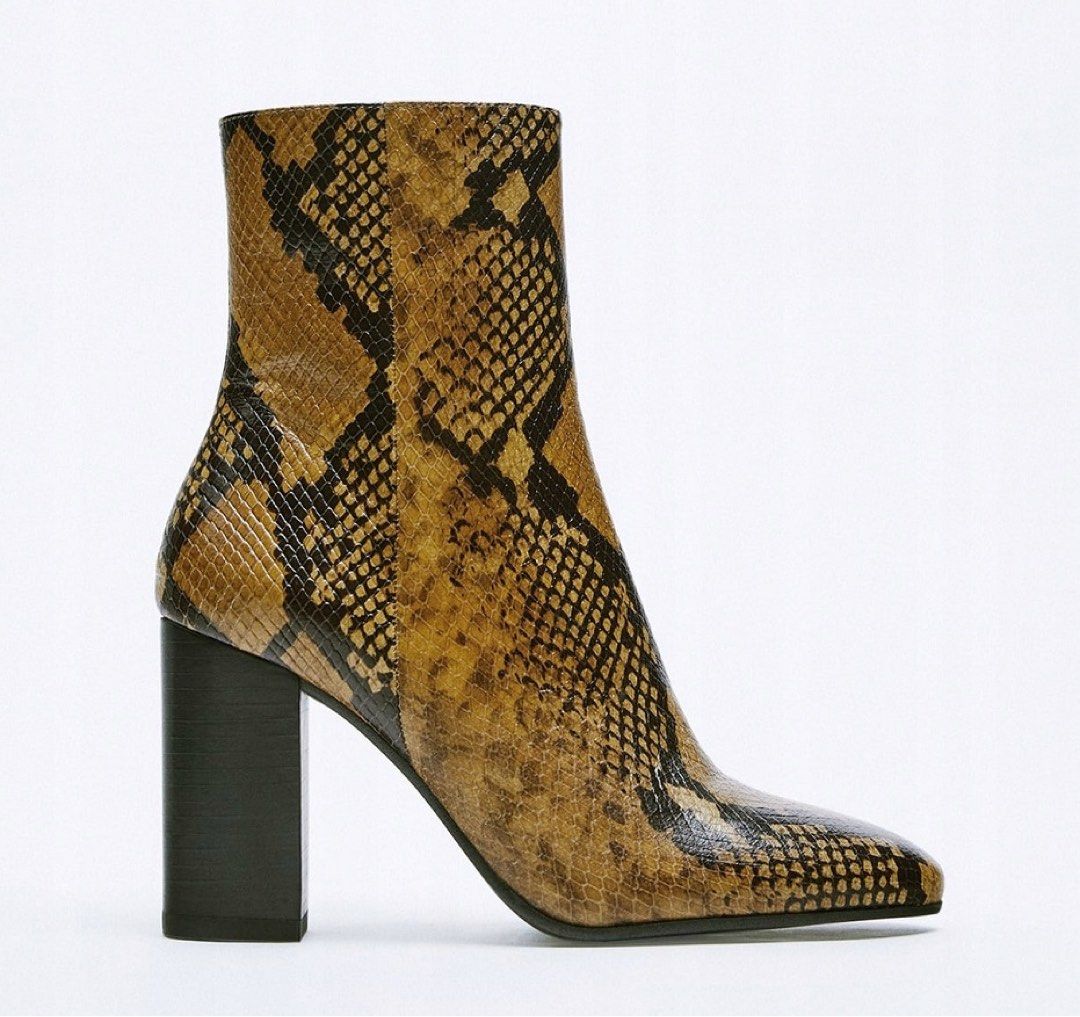Brand New Zara Leather Animal Print Ankle Boots - EU39, Women's Fashion,  Footwear, Boots on Carousell