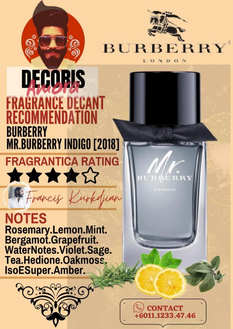 Burberry  Indigo - Perfume Decant, Beauty & Personal Care,  Fragrance & Deodorants on Carousell