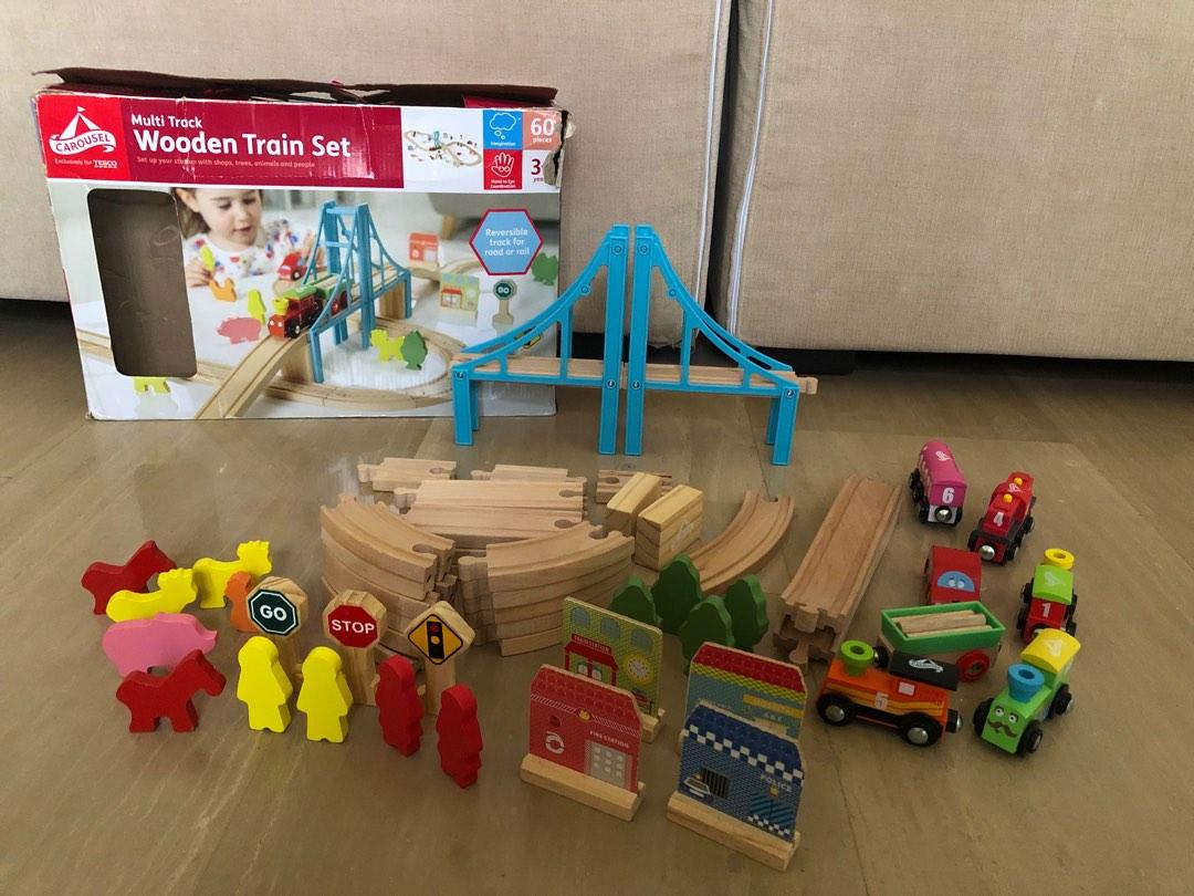 Carousel multi track wooden train set outlet