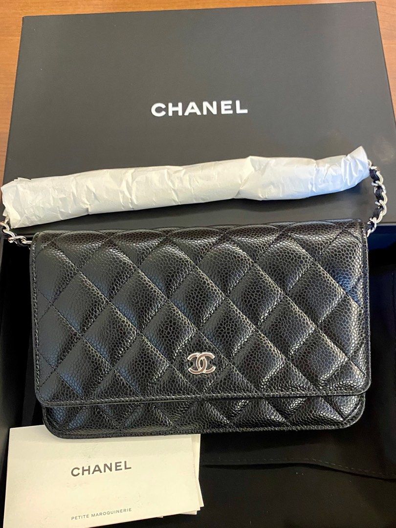 Chanel Caviar WOC Black SHW Classic Wallet on Chain Microchip