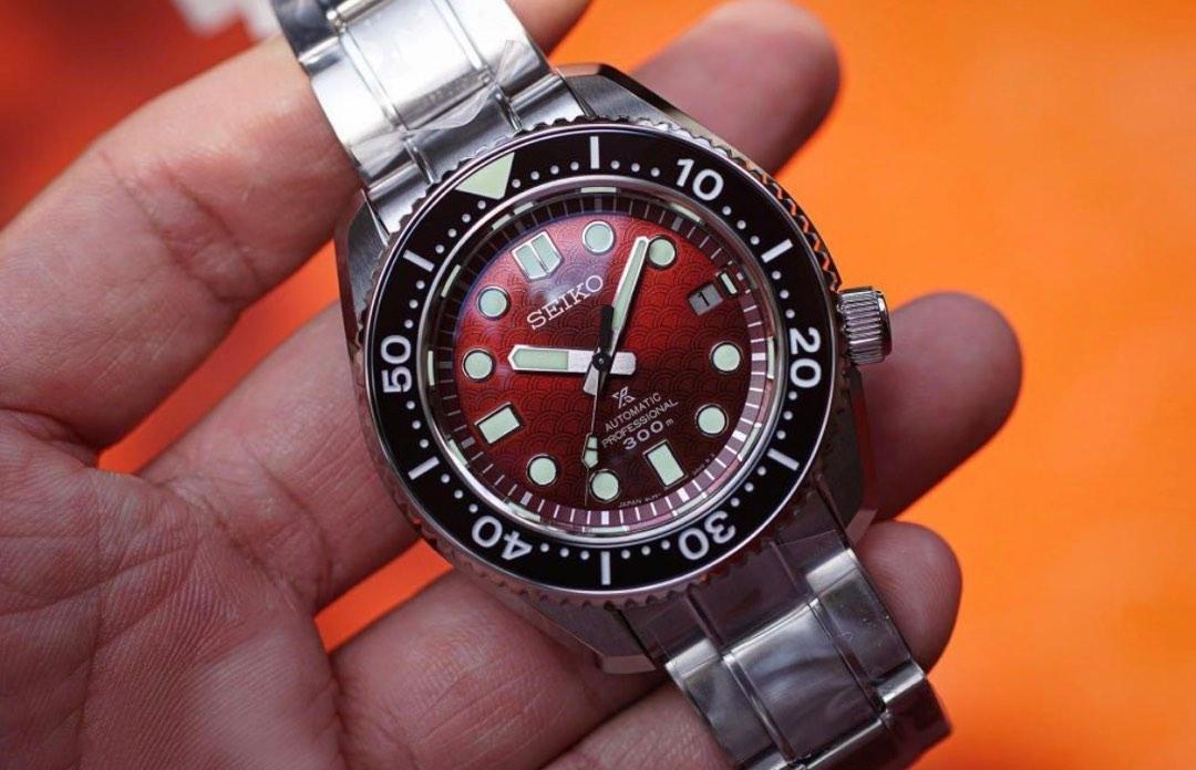 CHEAPEST!! Apr 22 Like New Seiko Prospex SLA059 Diver Sport SLA 059  SEIGAIHA inspired  Special Edition 44mm Red Ocean Wave Dial, Luxury,  Watches on Carousell