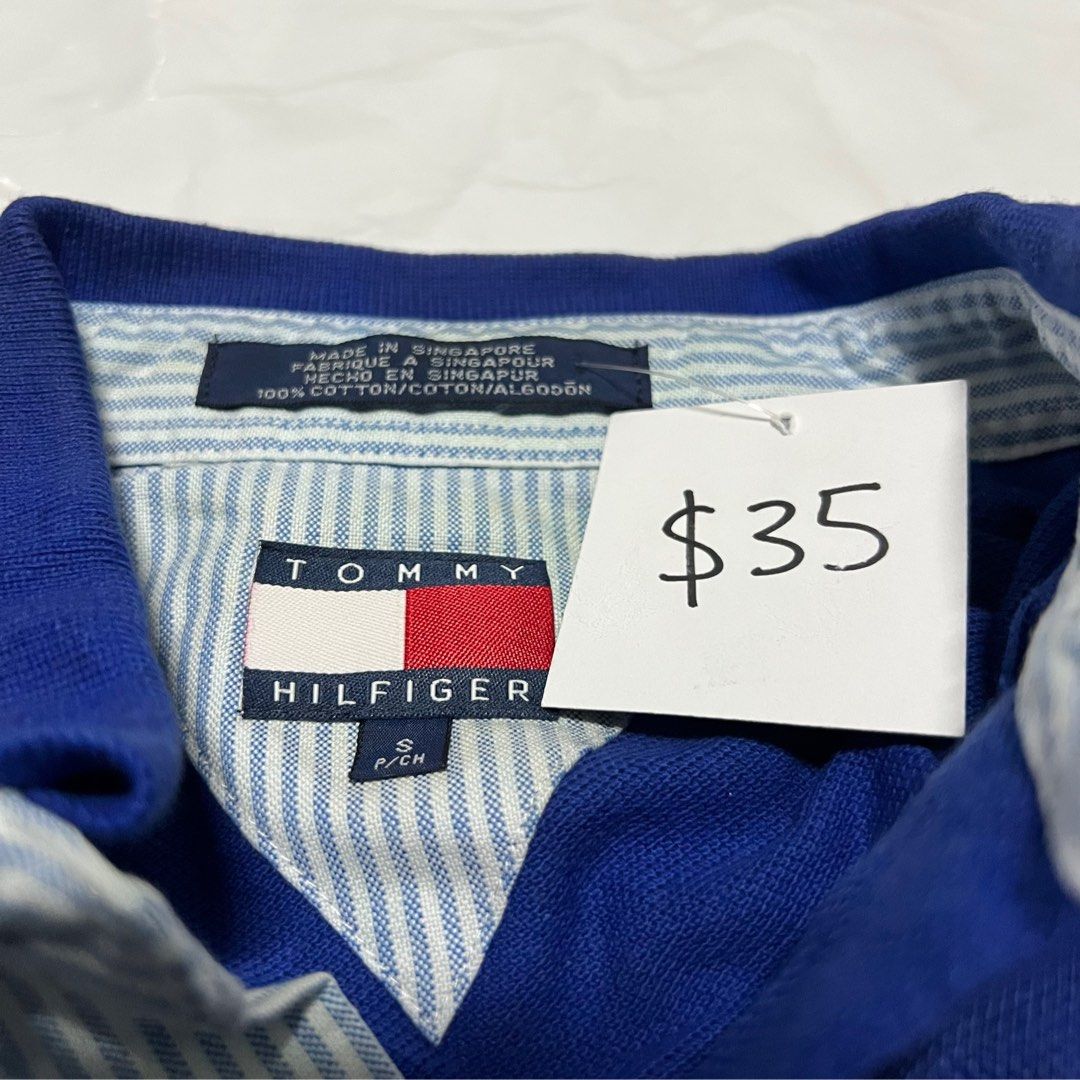 CLEARANCE SALE Vintage Tommy Hilfiger blue polo Men s Fashion Tops Sets Tshirts Polo Shirts on Carousell