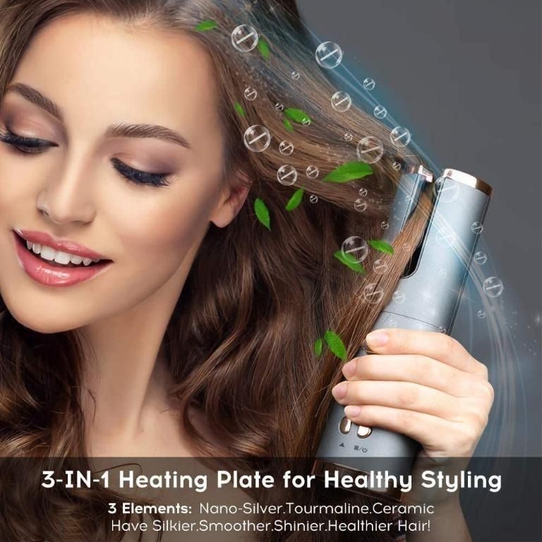 Cordless Hair Curler Automatic Curling Iron - Ceramic Rotating Hair Curler  with 6 Temperatures and Timer Settings, Rechargeable Portable Hair Curling  Iron Wand for Curls or Waves Anytime, Anywhere, Beauty & Personal