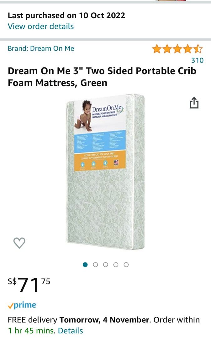 Dream on me 2025 portable foam mattress