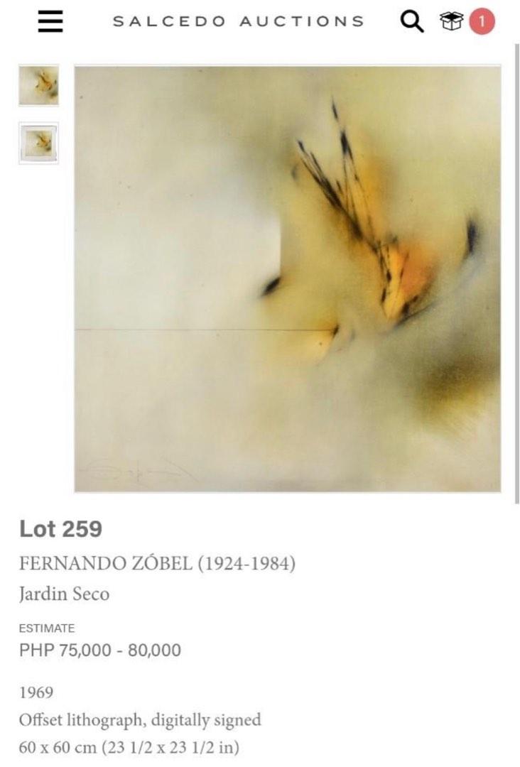 Fernando Zobel print *not painting (Category: Art & Prints) located in Manila. Submitted by keepposted (Listing ID 1194417859, Image 3). Description: offset lithograph print *no coa* print size: 60x60 cm unframed being sold at auction houses for a higher value, 3rd & 4th picture for reference. *other prints also available.