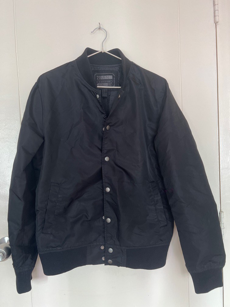 Forever 21 Giubbotto Bomber In Pile Con Finiture Varsity Per Uomo - Chiusura A Pressione, Tasche Oblique
