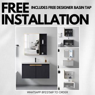 FREE INSTALLATION WATERPROOF vanity basin cabinet fluted design waterproof rustproof aluminium material 1030/1028
