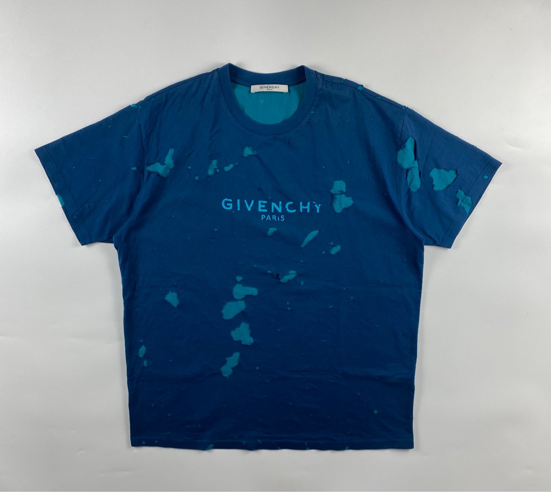givenchy distressed t shirt blue