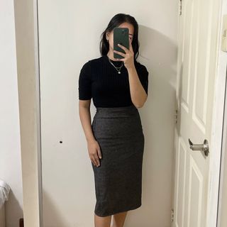 Gray Mid-length Pencil Skirt