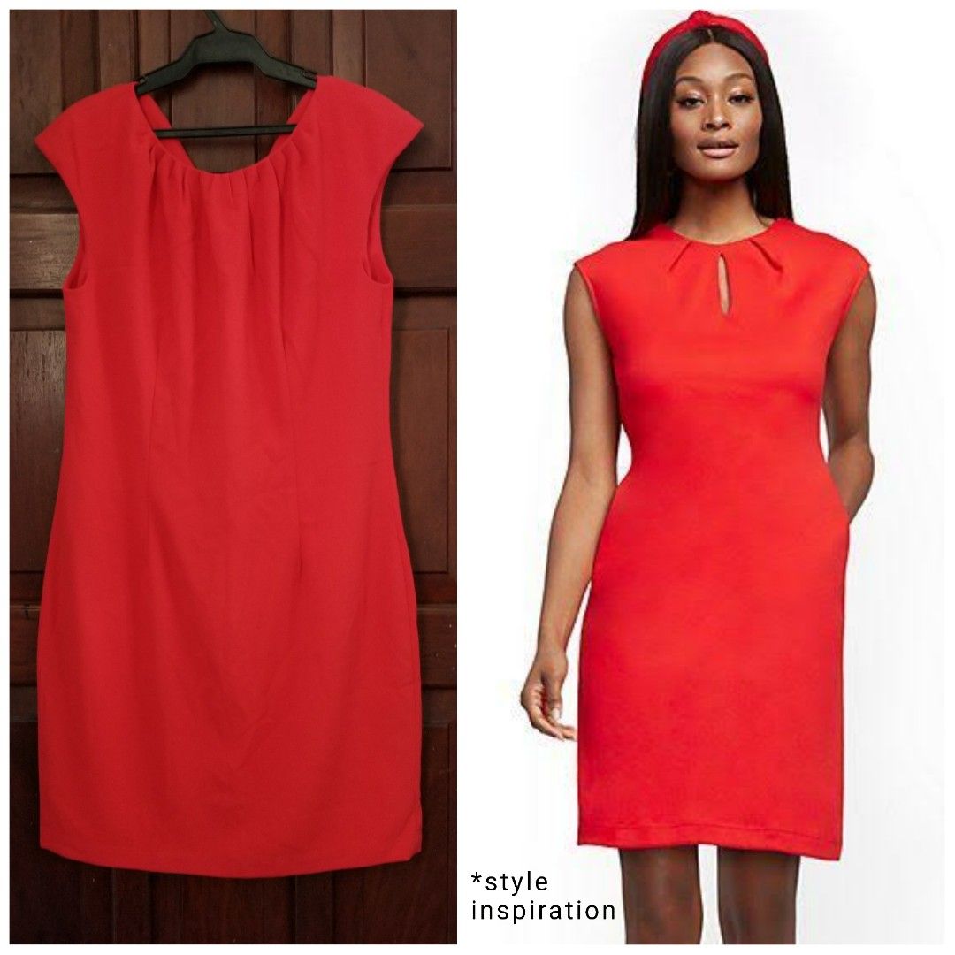 H M plus size red shift dress fits L XL Women s Fashion Dresses Sets Dresses on Carousell