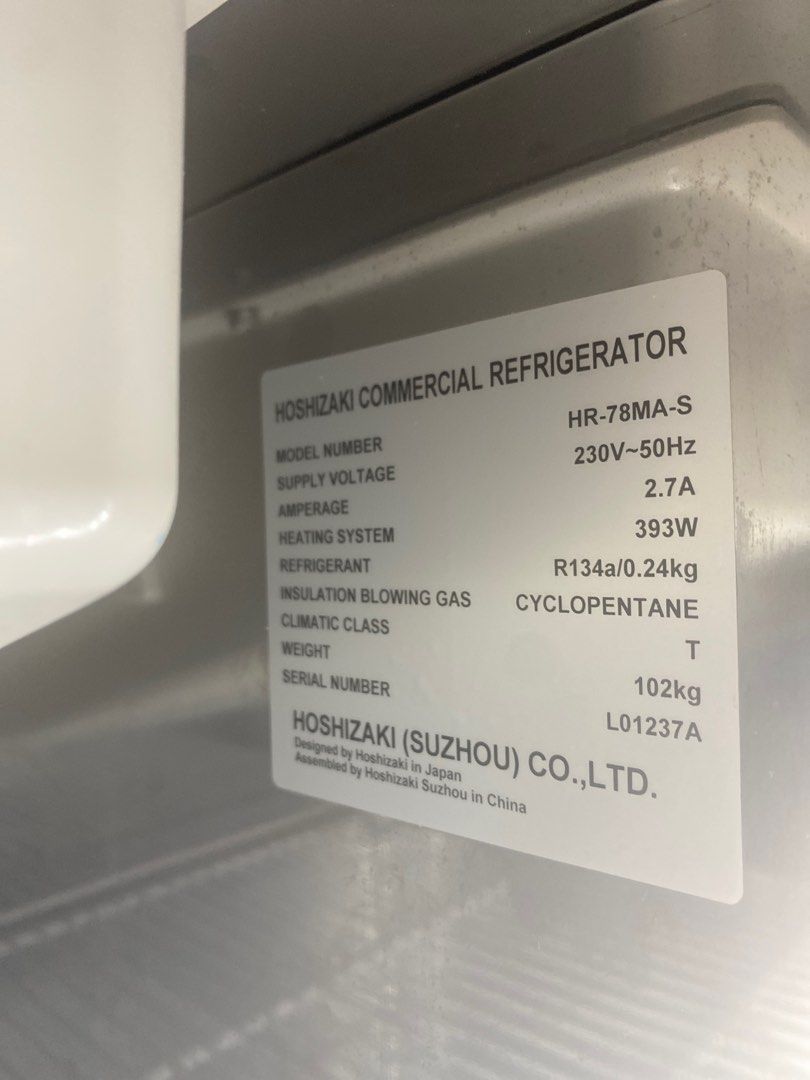 Hoshizaki 2 Door Upright Chiller with 5 months warranty Good