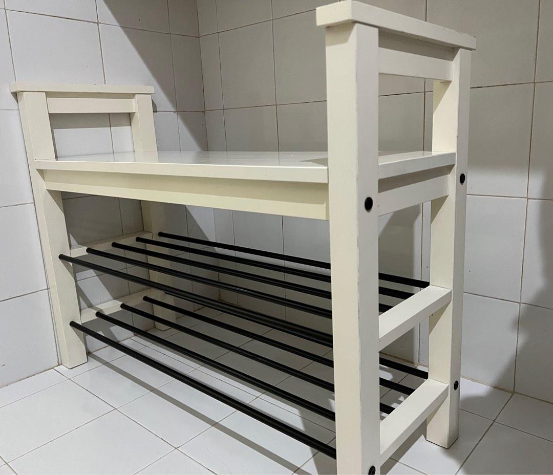Sold IKEA HEMNES Bench with shoe storage, white, 85x32x65 cm, Furniture & Home Living