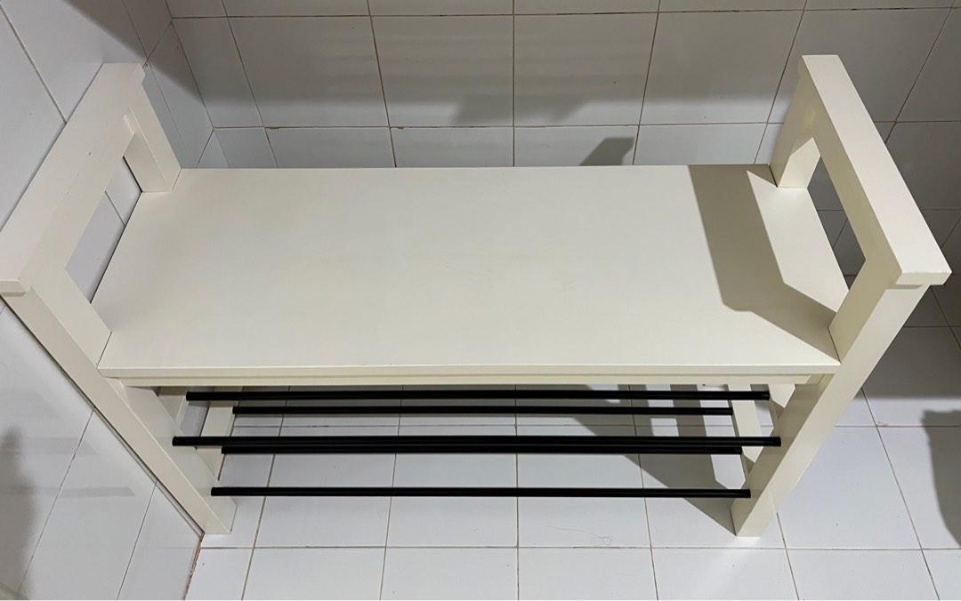 Sold IKEA HEMNES Bench with shoe storage, white, 85x32x65 cm, Furniture & Home Living