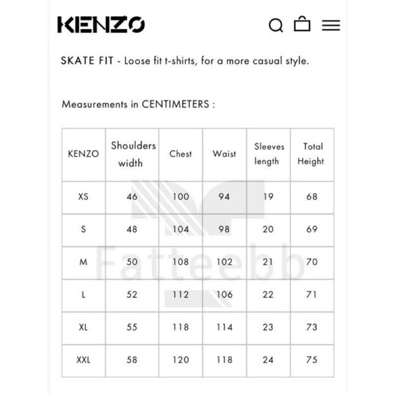 Kenzo shirt size guide deals