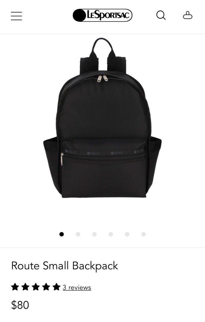 LeSportsac Route Small Backpack 經典黑色背包, 她的時尚, 包包、錢包