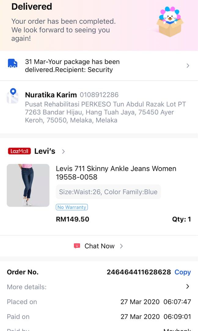 Levi's hot sale 711 ankle