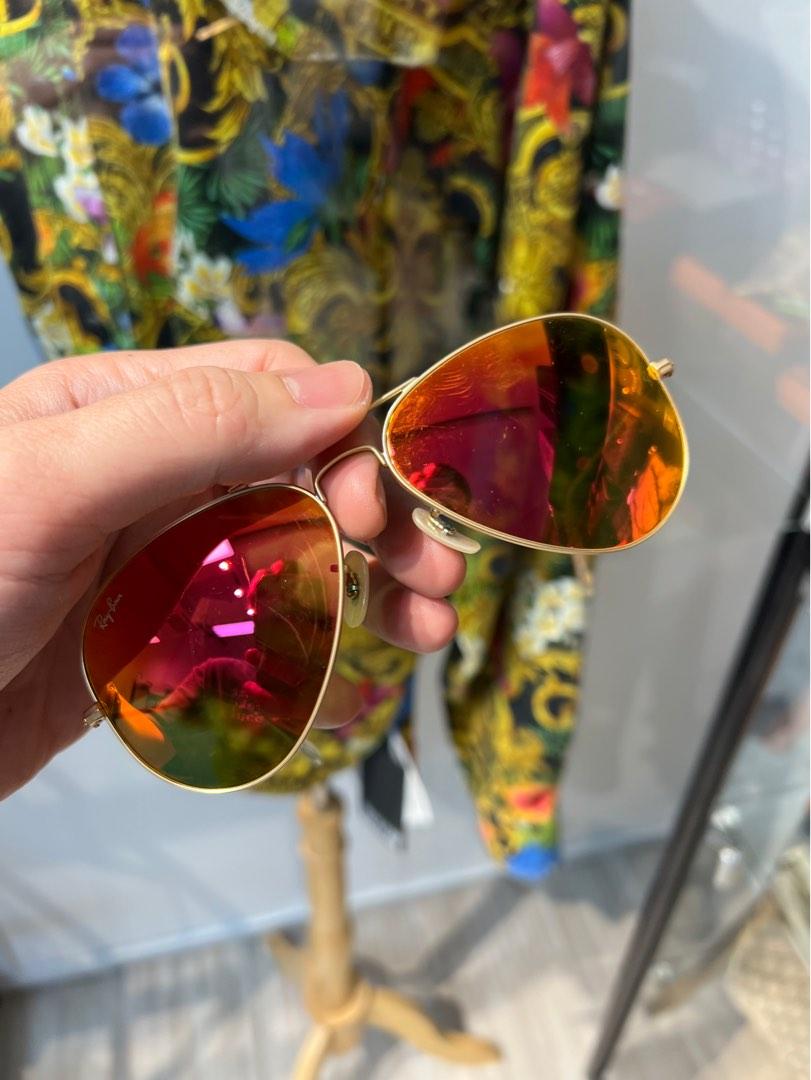Like New Ray Ban Aviator Summer Sunglasses Orange Chrome