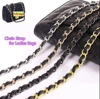  Flat Shape Gold Purse Handle Chain Strap Handle Shoulder  Handbag Bag Metal Replacement 0.7 cm Wide (Length 47)