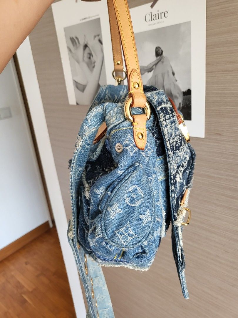 Louis vuitton monogram denim patchwork posty, Luxury, Bags