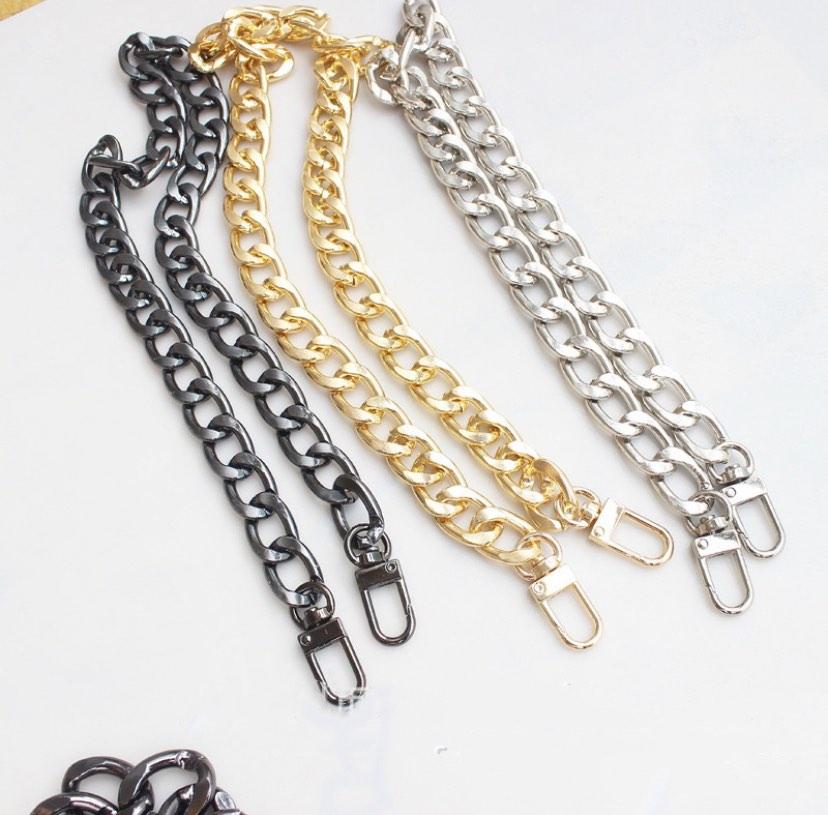  LONG TAO 55 DIY Iron Flat Chain Strap Handbag Chains  Accessories Purse Straps Shoulder Cross Body Replacement Straps, with Metal  Buckles (Silver)