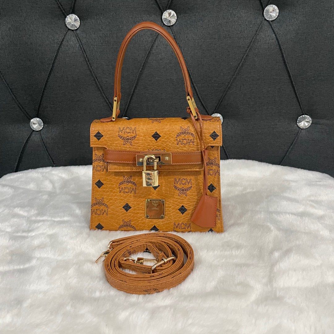 MCM mini Kelly cognac (Preloved), Luxury, Bags & Wallets on Carousell