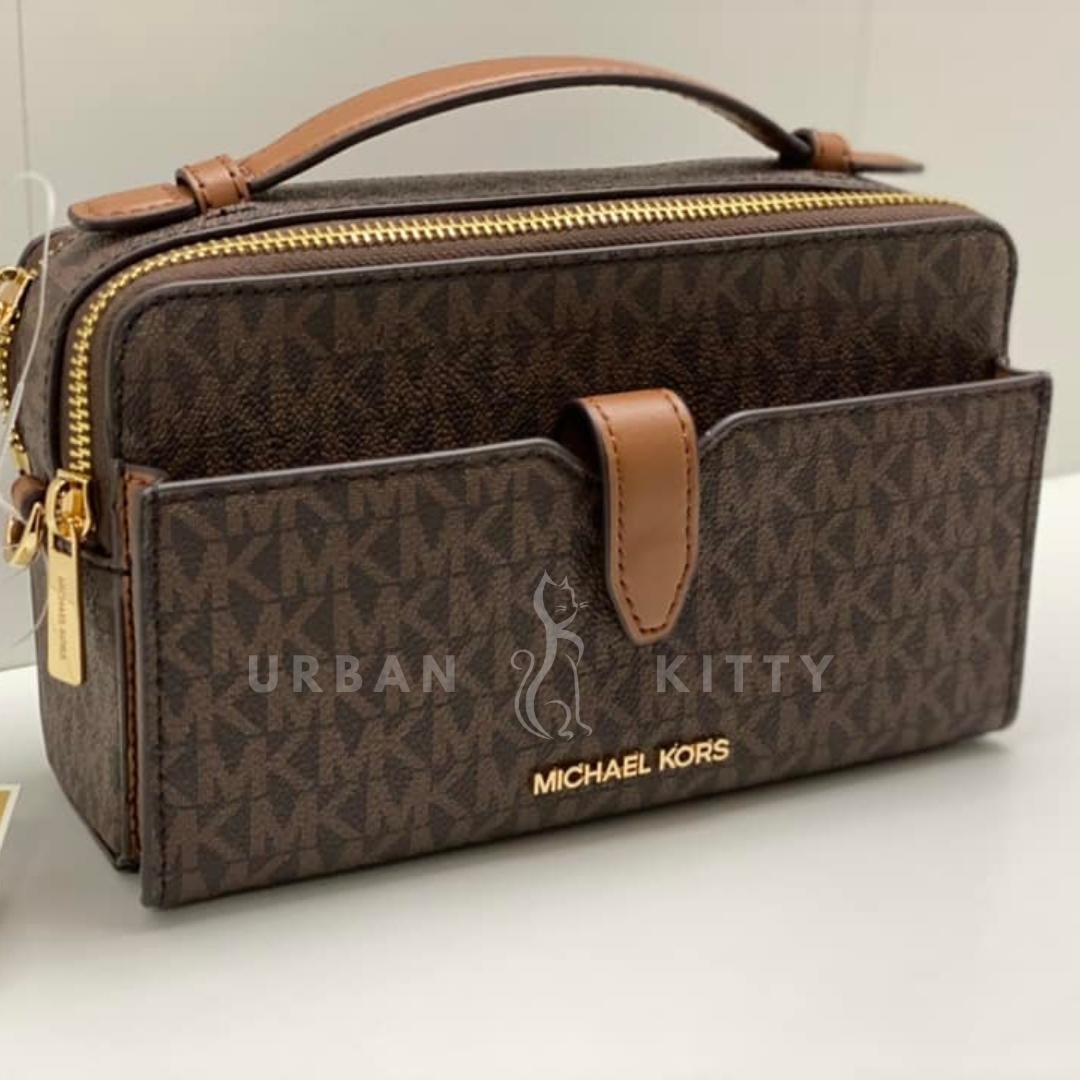 Michael Kors Medium Double Zip phone crossbody bag, Luxury, Bags & Wallets  on Carousell