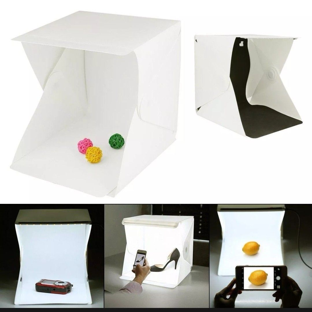 Mini photo studio light box photography backdrop 40cmx40cm, Photography,  Photography Accessories, Lighting & Studio Equipment on Carousell