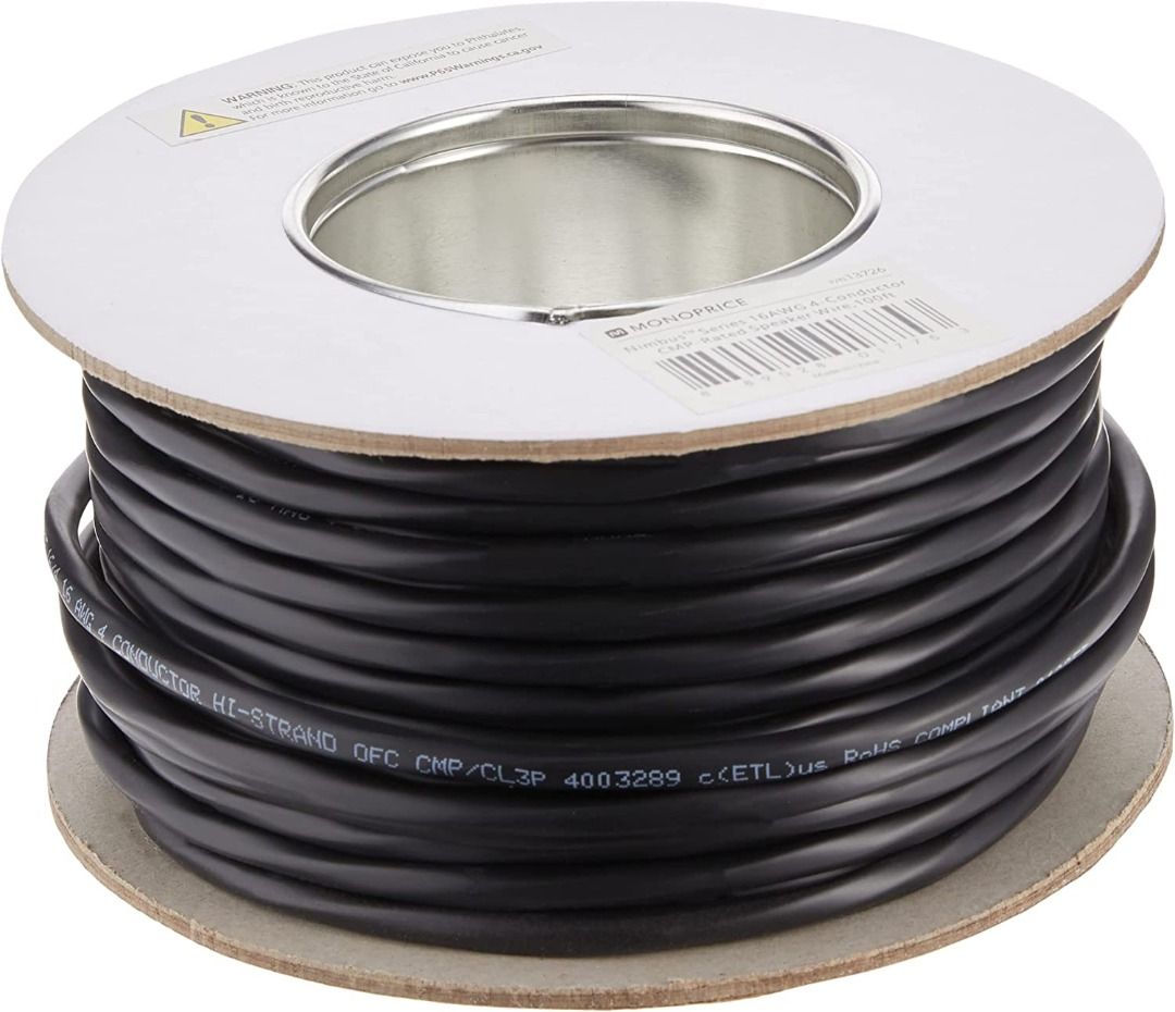 Monoprice 113726 Nimbus Series 16 Gauge AWG 4 Conductor CMPRated