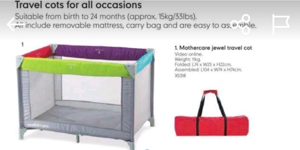 Mothercare jewel travel cot online