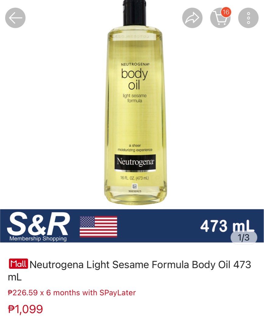 Neutrogena Body Oil 473ml, Beauty & Personal Care, Bath & Body, Body