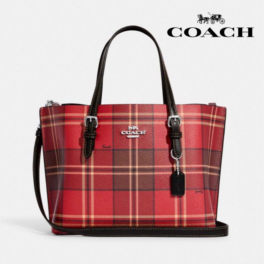 New Coach ?? Original CC874 Red Black Multi Mollie Tote 25 With Tartan  Plaid Print Crossbody Bag Handbag with Full Set of Coach Package, Luxury,  Bags & Wallets on Carousell