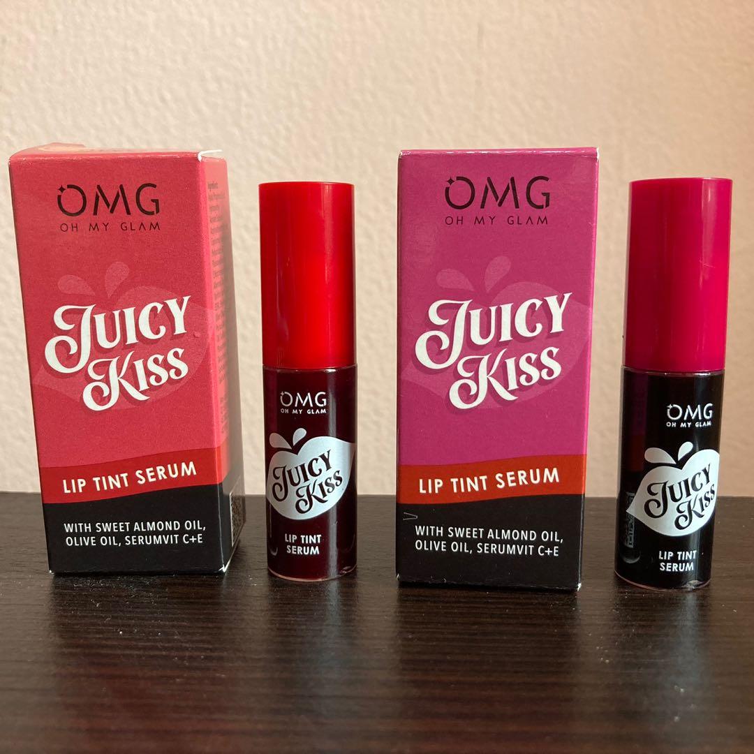 2 pcs OMG Oh My Glam Juicy Kiss Lip Tint, Kesehatan & Kecantikan, Rias