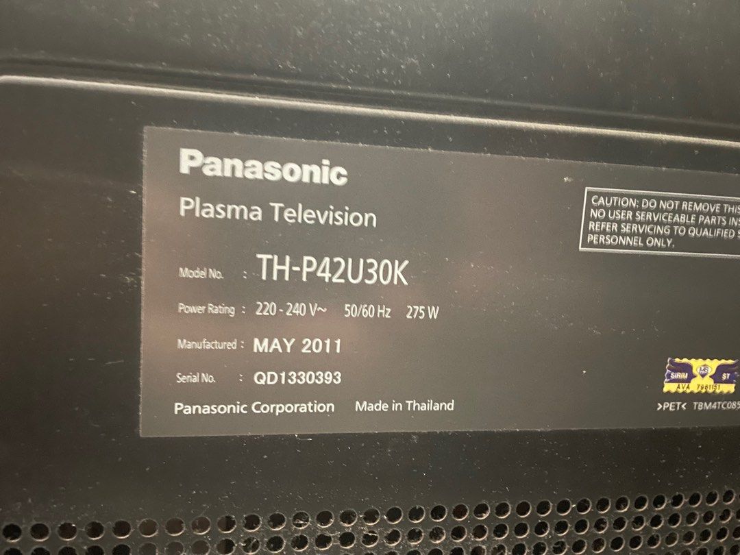 Panasonic plasma TV 42” (free digital converter), TV & Home Appliances