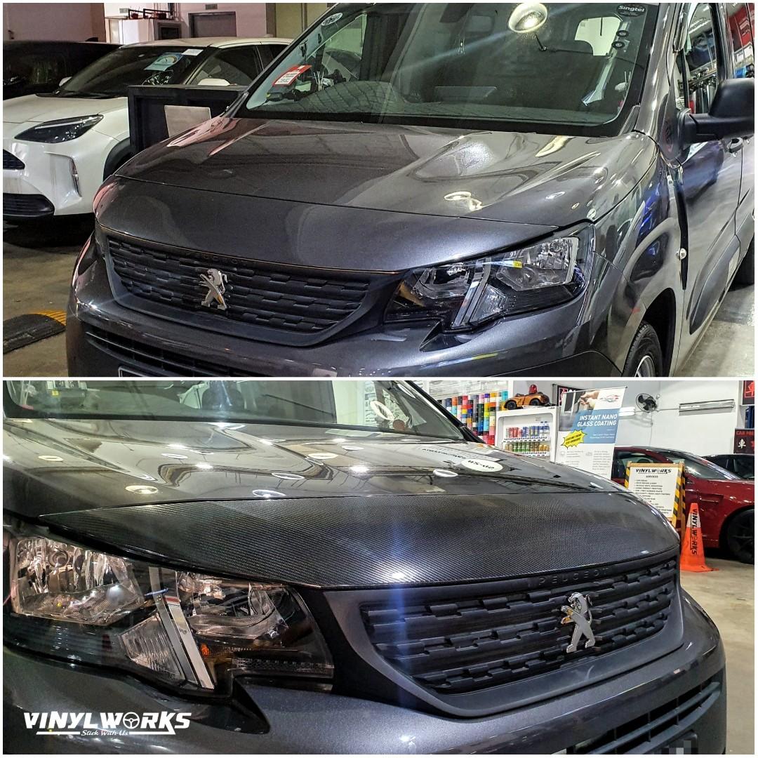 Peugeot Portion wrap Gloss Carbon Fiber, Car Accessories, Accessories on Carousell