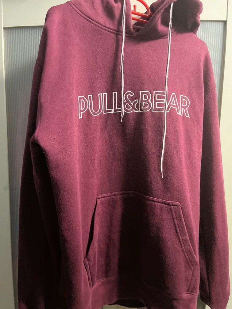 Hoodie pull and bear merah maroon clearance