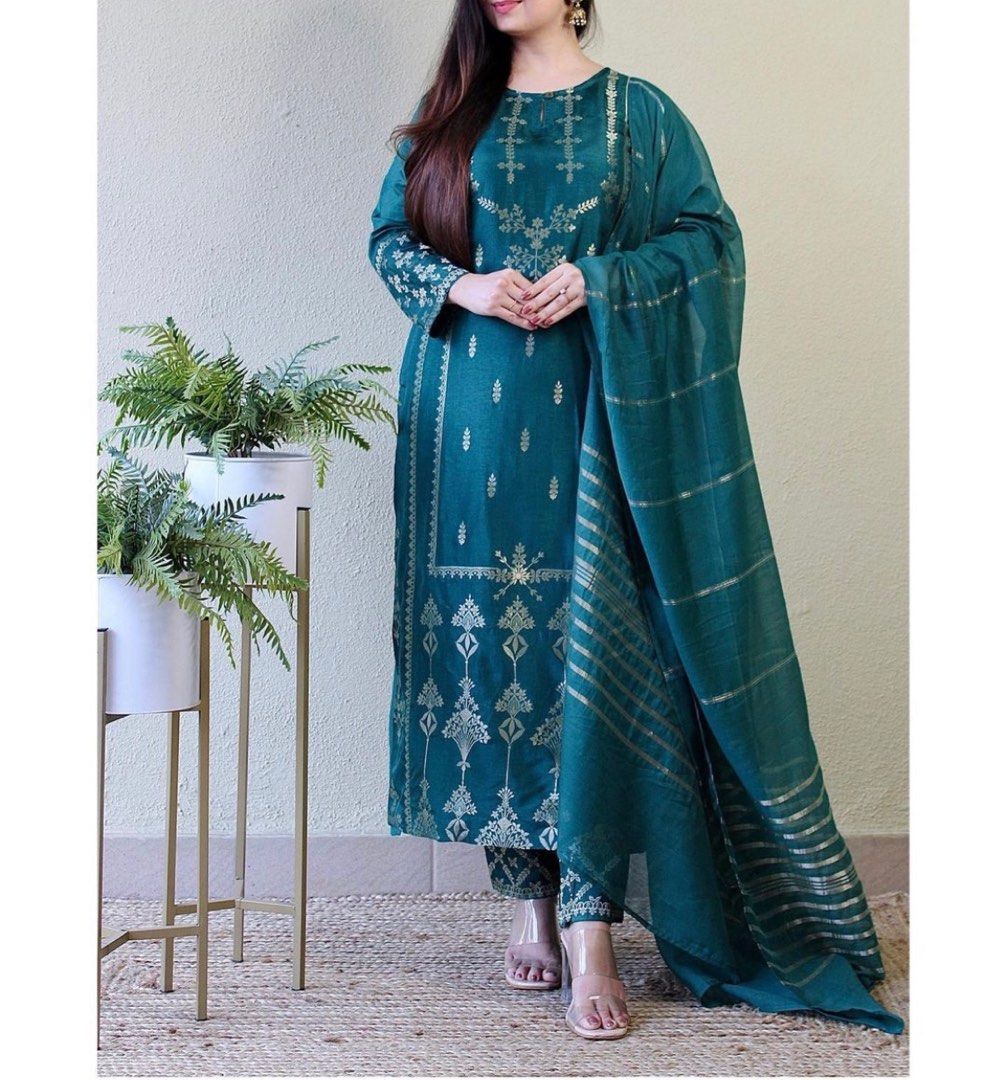 Punjabi Suit Emerald Green Women s Fashion Dresses Sets Traditional Ethnic wear on Carousell