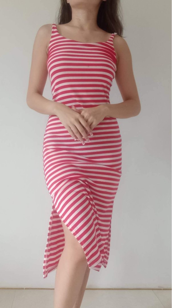 Red Stripes Midi Dress, Women's Fashion, Dresses & Sets, Dresses on ...