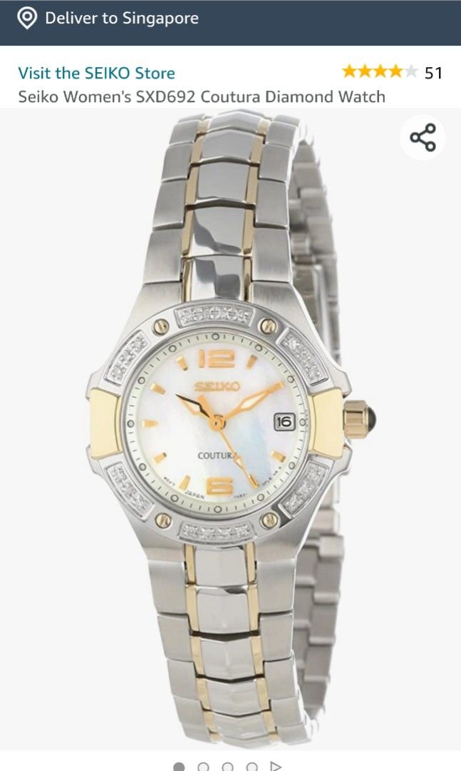 Seiko Women SXD692 Coutura Diamond Watch, Luxury, Watches on Carousell
