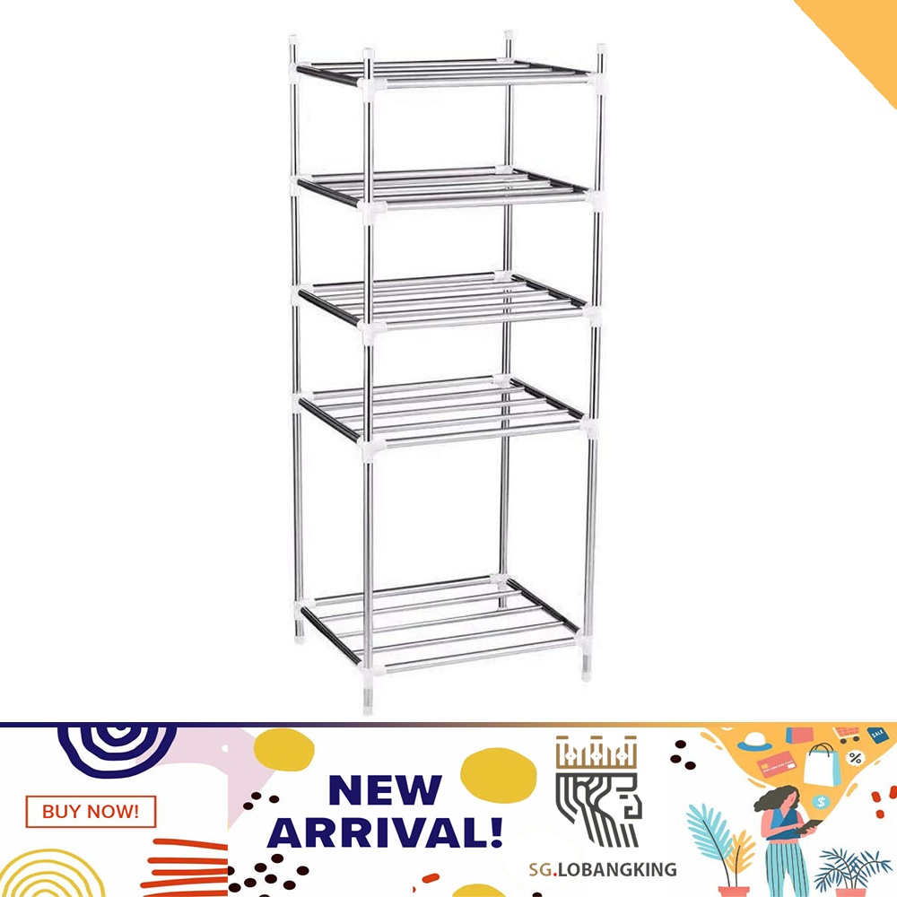 [sg stock] 5 Shelf Stainless Steel Storage Rack Shelves Metal Shelf ...