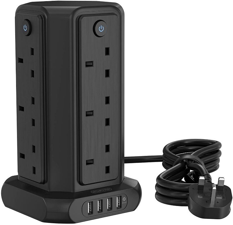 [sg stock] Power Strip Tower with USB, NTONPOWER 1080J Surge Protector