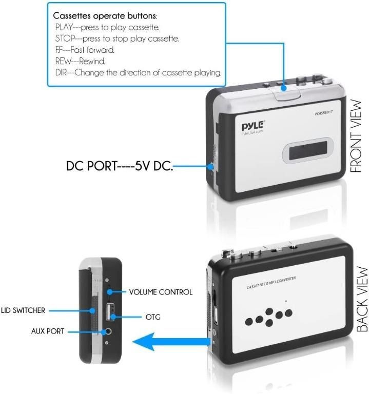 [SG stock] Pyle USA 2-in-1 Cassette-to-MP3 Converter Player Recorder ...