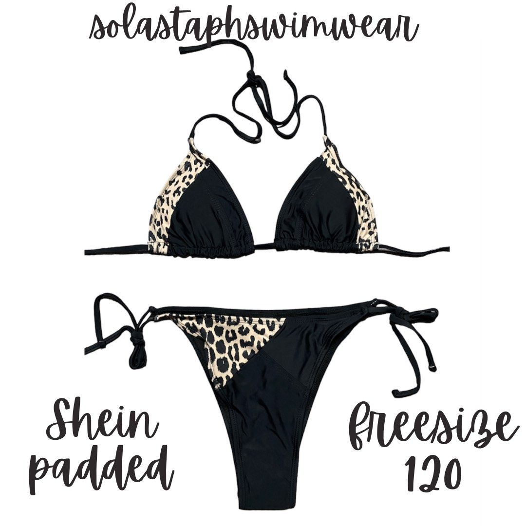 Shein Black Tie String Bikini, Women's Fashion, Swimwear, Bikinis