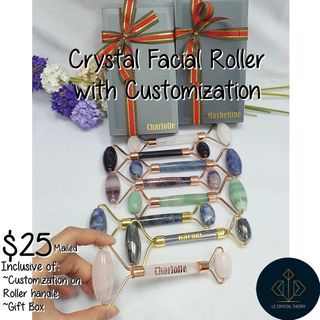 [Singapore Local In-Stock]  Customized Personalized Crystal Facial Roller Rose Quartz Clear Quartz Terahertz Amethyst